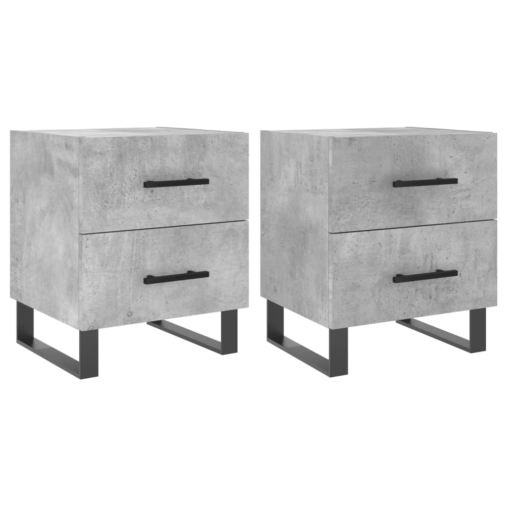 Noptiere, 2 buc., gri beton, 40x35x47,5 cm, lemn compozit