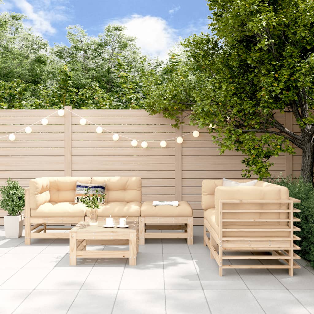 Set mobilier relexare de gradina, 6 piese, lemn masiv de pin — imaginea 2