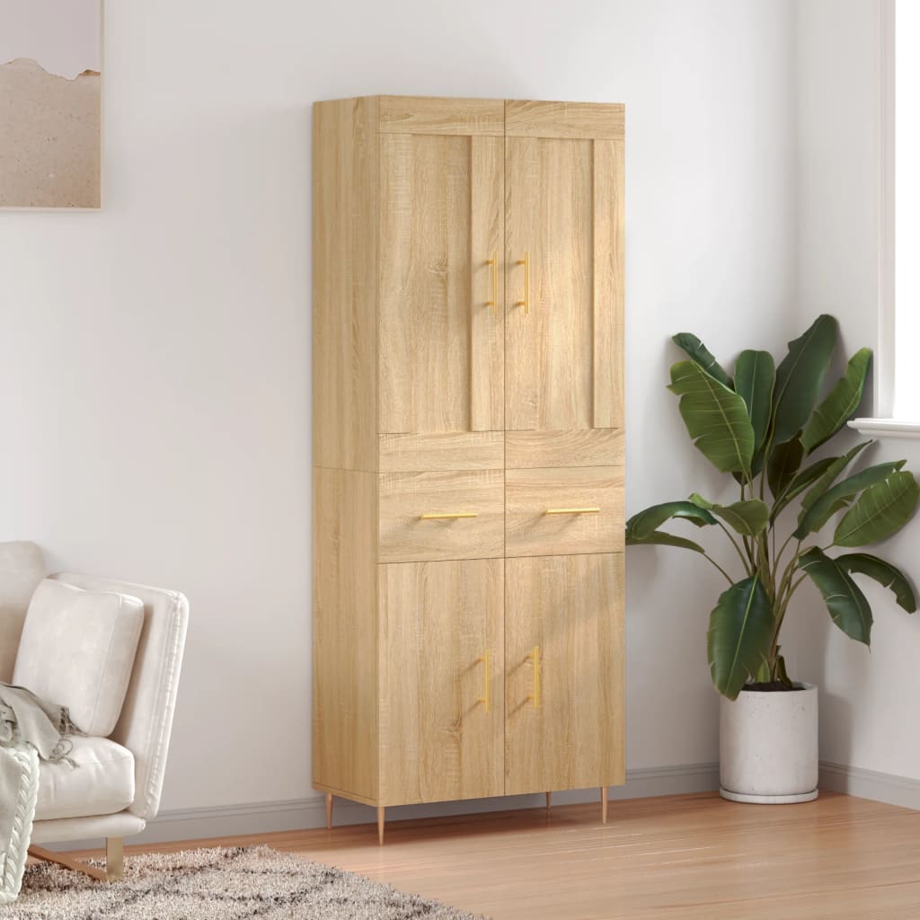 Dulap inalt, stejar sonoma, 69,5x34x180 cm, lemn compozit — imaginea 2