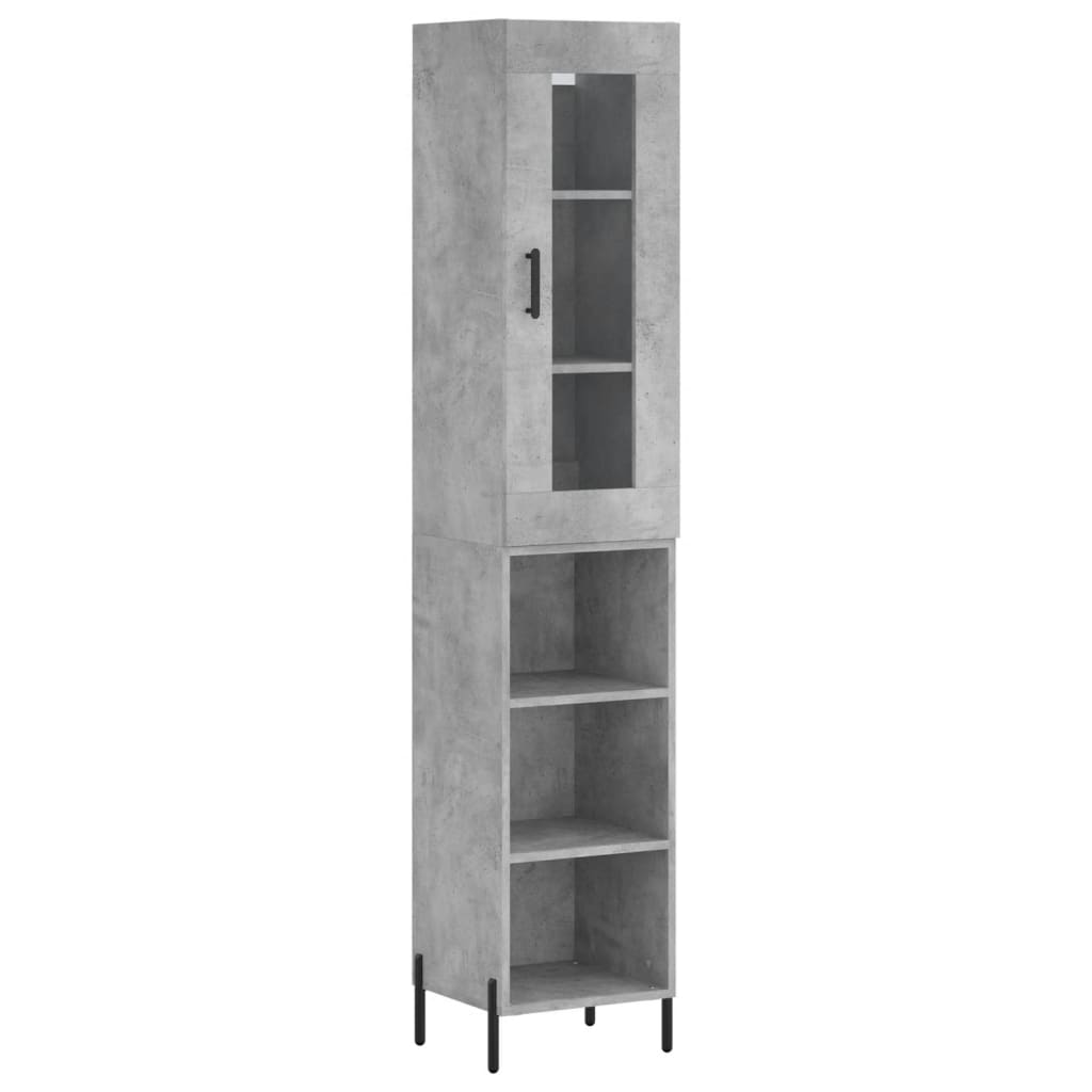 Dulap inalt, gri beton, 34,5x34x180 cm, lemn prelucrat