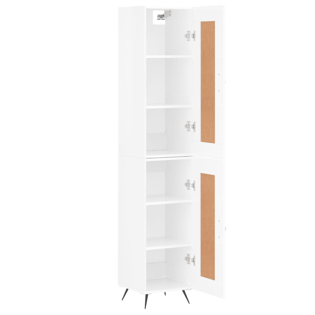 Dulap inalt, alb extralucios, 34,5x34x180 cm, lemn prelucrat — imaginea 4