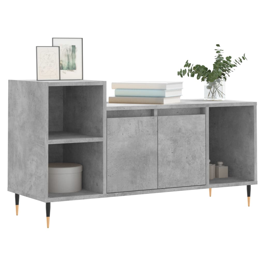 Comoda TV, gri beton, 100x35x55 cm, lemn prelucrat — imaginea 3