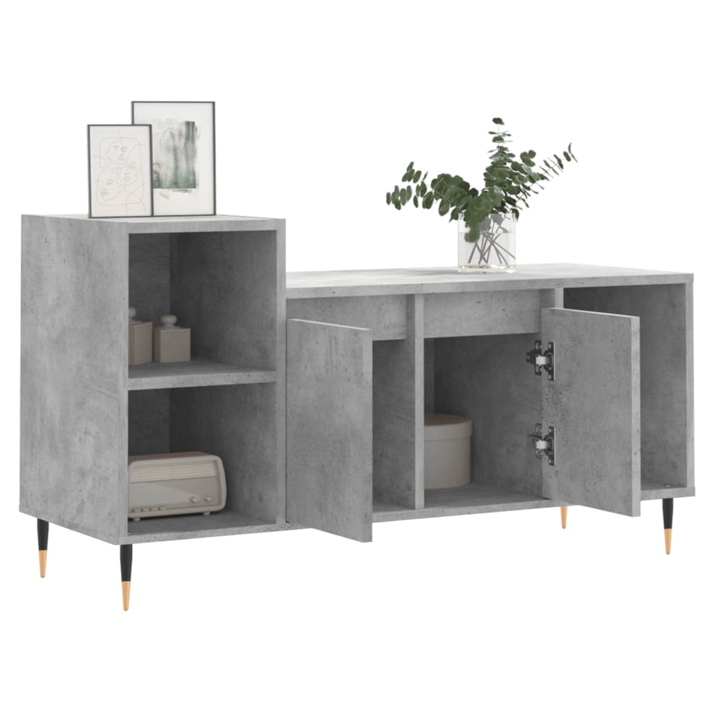 Comoda TV, gri beton, 100x35x55 cm, lemn prelucrat — imaginea 4