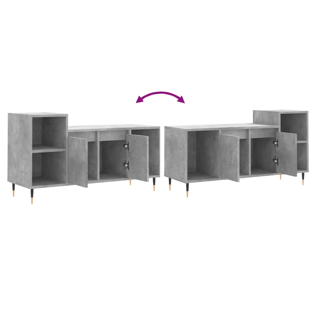 Comoda TV, gri beton, 100x35x55 cm, lemn prelucrat — imaginea 9