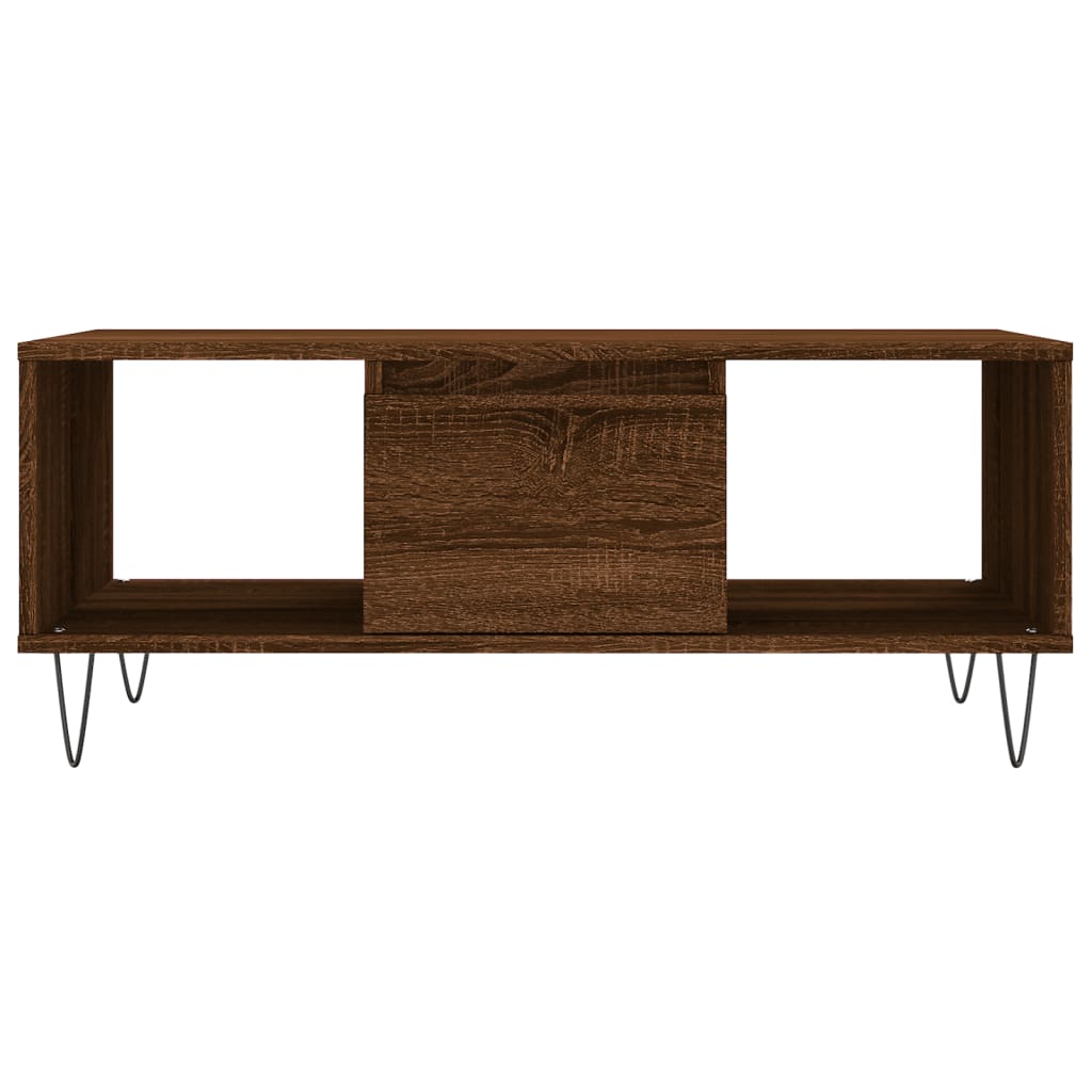 Masuta de cafea, stejar maro, 90x50x36,5 cm, lemn prelucrat — imaginea 5
