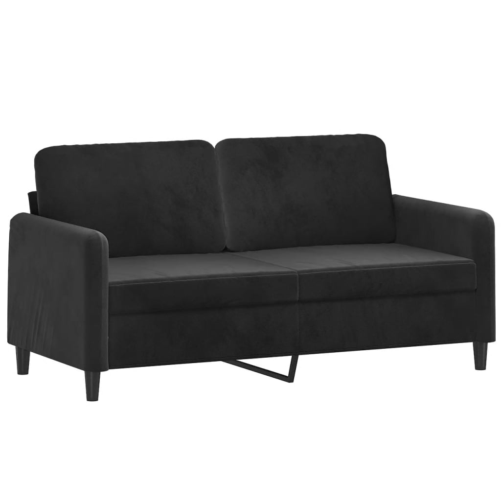 Canapea cu 2 locuri cu pernute, negru, 140 cm, catifea — imaginea 4