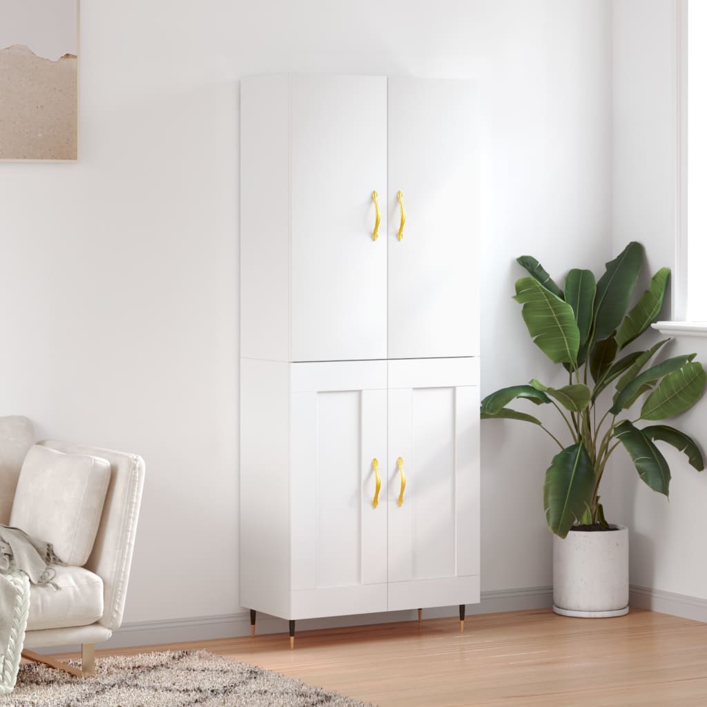 Dulap inalt, alb, 69,5x34x180 cm, lemn compozit — imaginea 2