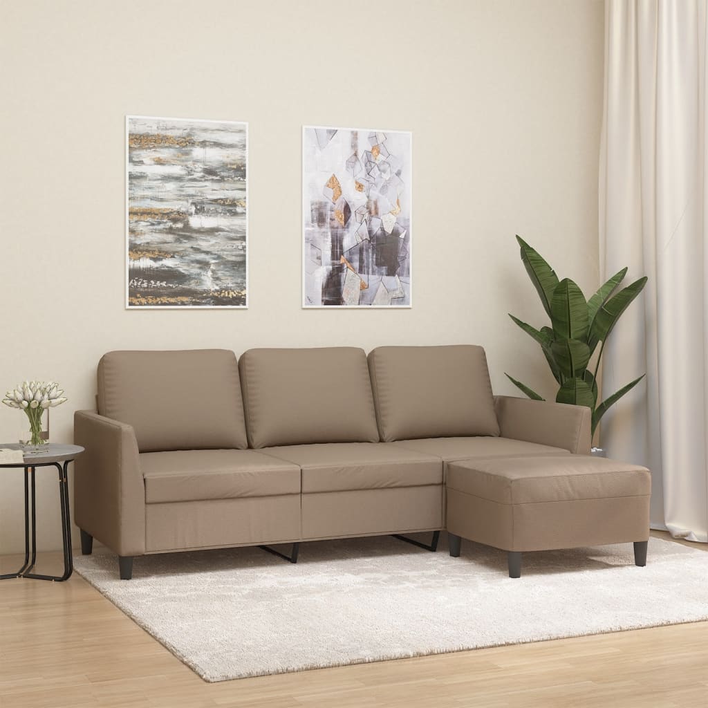 Canapea cu 3 locuri / taburet cappuccino 180 cm piele ecologica — imaginea 2