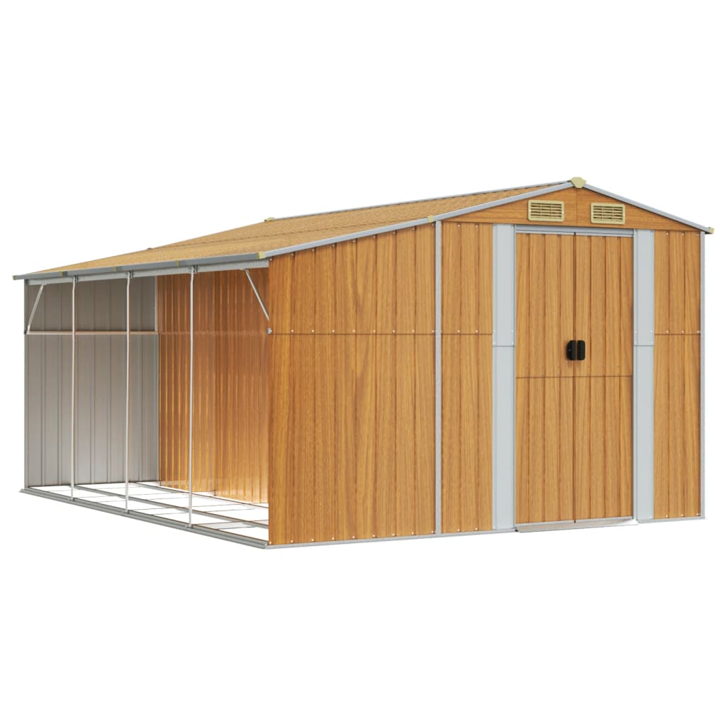 Sopron de gradina maro deschis 277x365,5x179 cm otel galvanizat