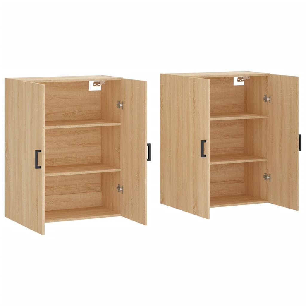 Dulapuri montate pe perete, 2 buc, stejar sonoma, 69,5x34x90 cm, model negru formă u — imaginea 4