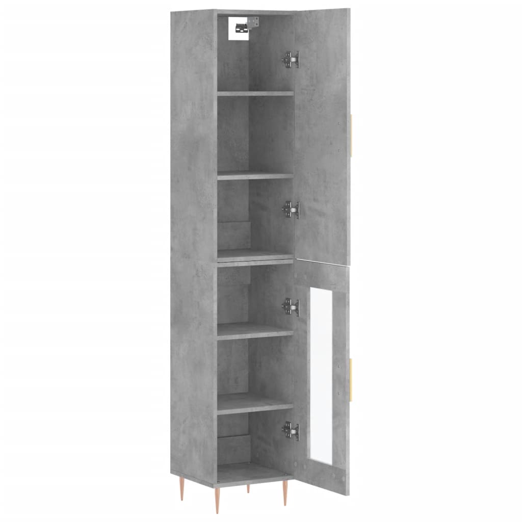 Dulap inalt, gri beton, 34,5x34x180 cm, lemn prelucrat — imaginea 4