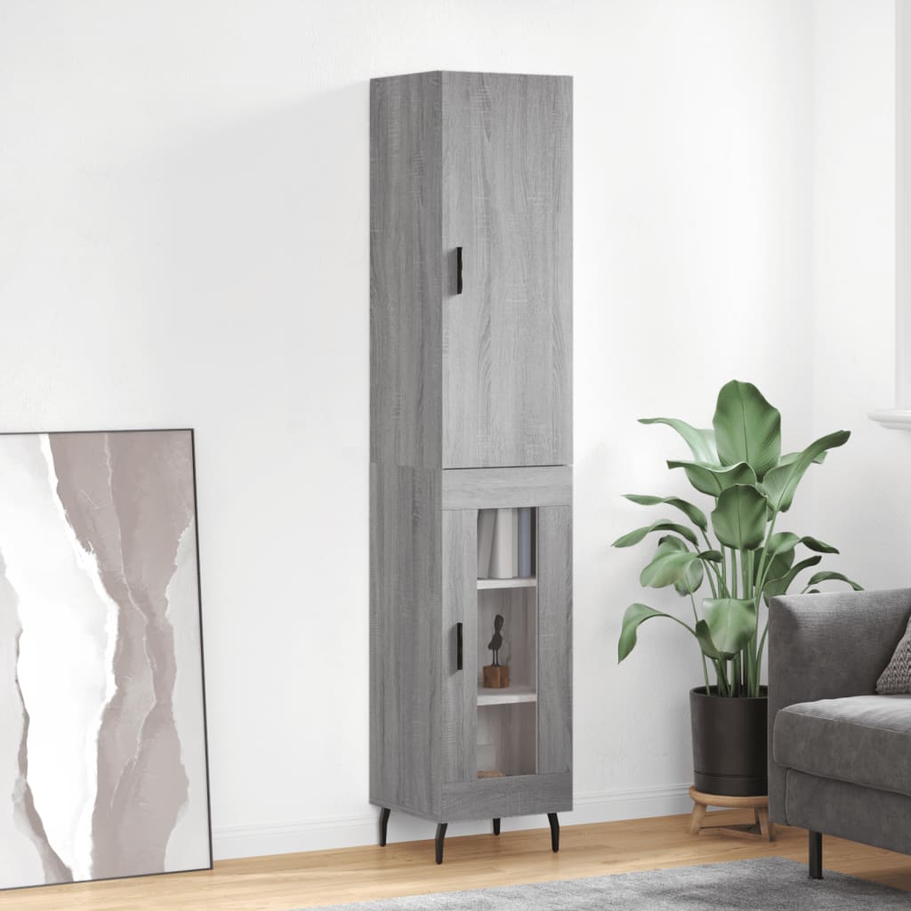 Dulap inalt, gri sonoma, 34,5x34x180 cm, lemn prelucrat — imaginea 2