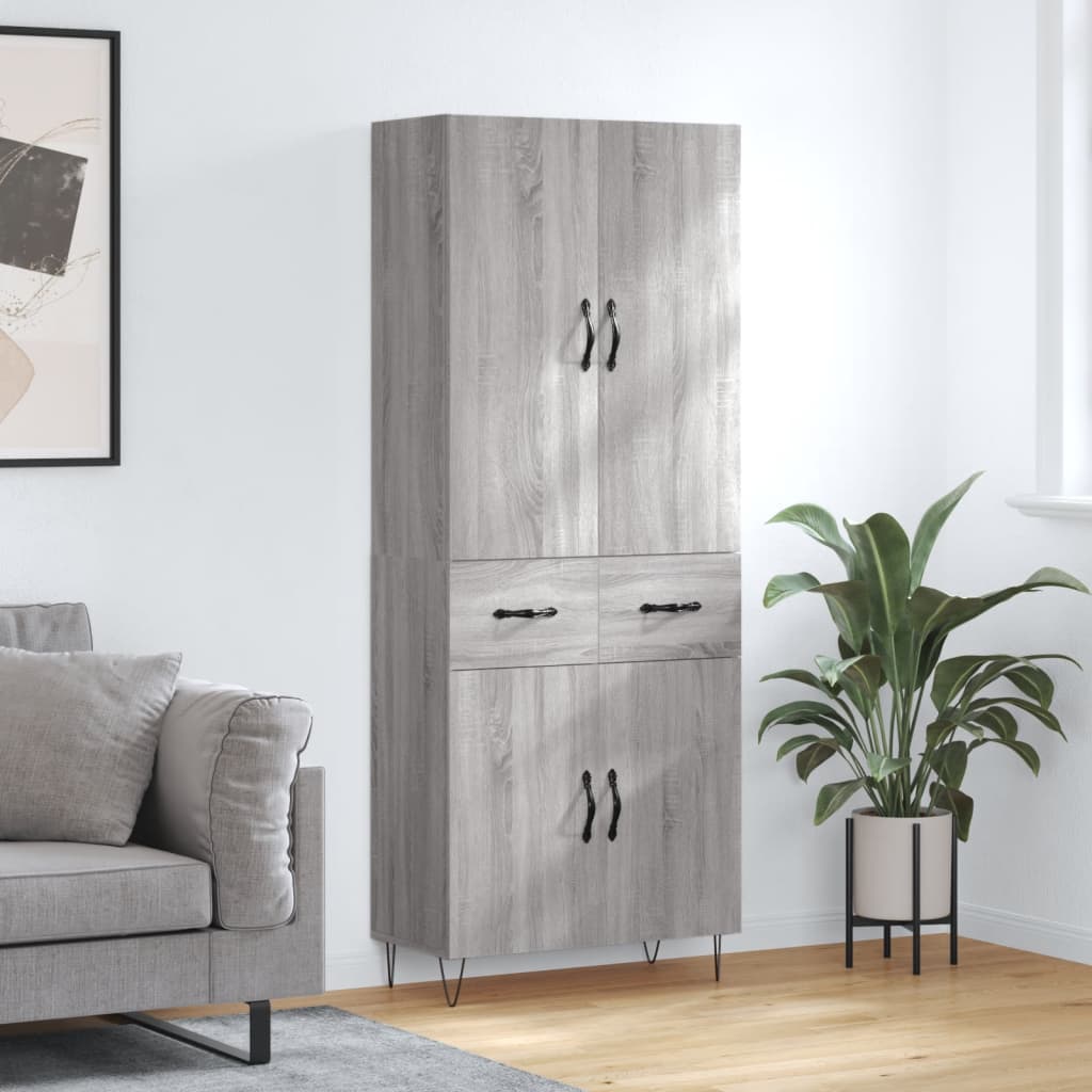 Dulap inalt, gri sonoma, 69,5x34x180 cm, lemn compozit — imaginea 2