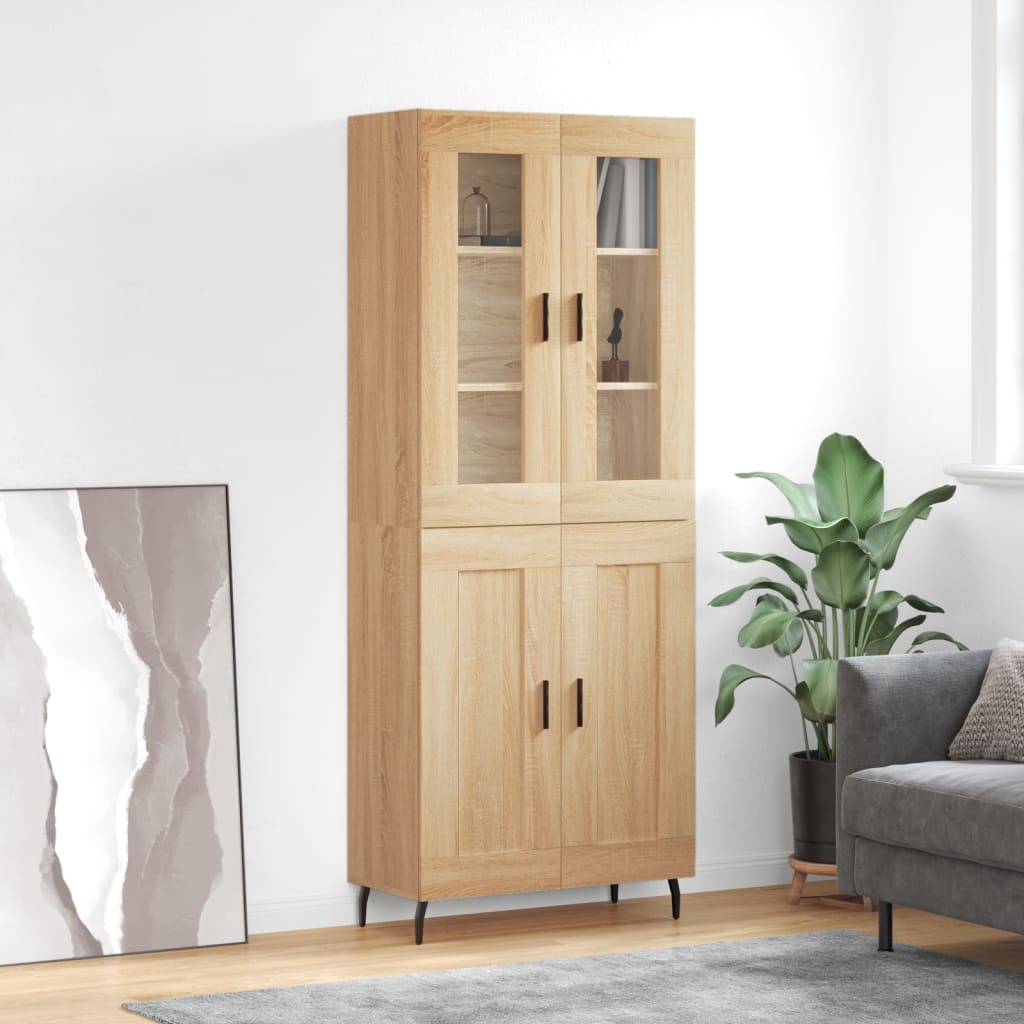 Dulap inalt, stejar sonoma, 69,5x34x180 cm, lemn compozit — imaginea 2