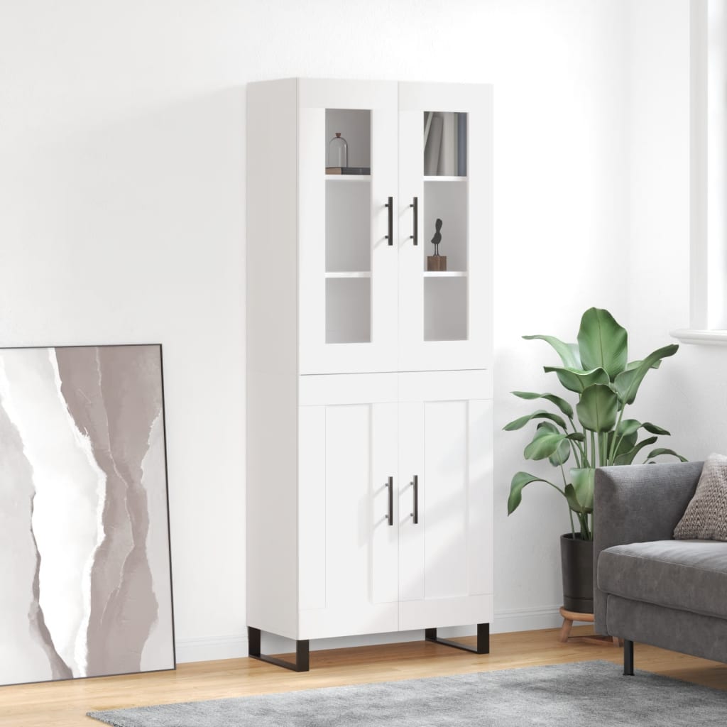 Dulap inalt, alb, 69,5x34x180 cm, lemn compozit — imaginea 2
