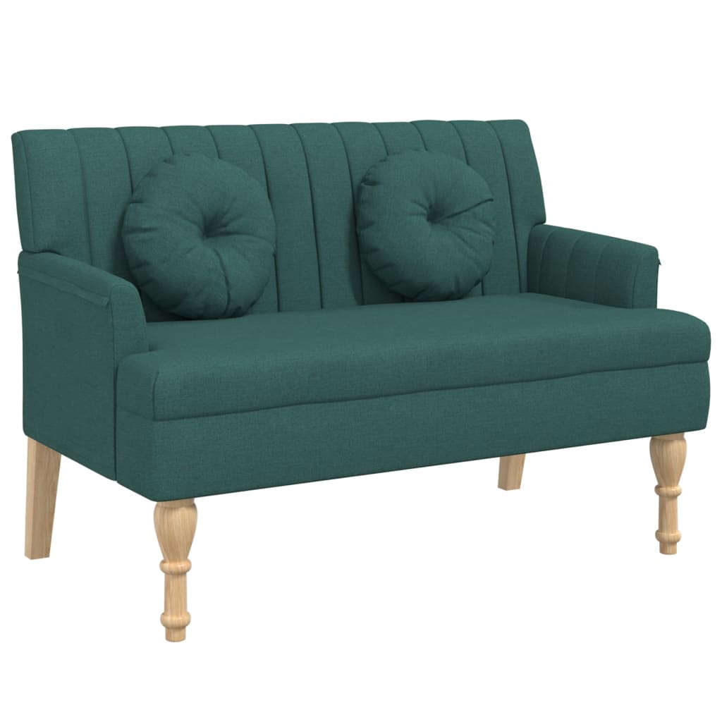 Bancheta cu perne, verde inchis, 113x64,5x75,5 cm, textil
