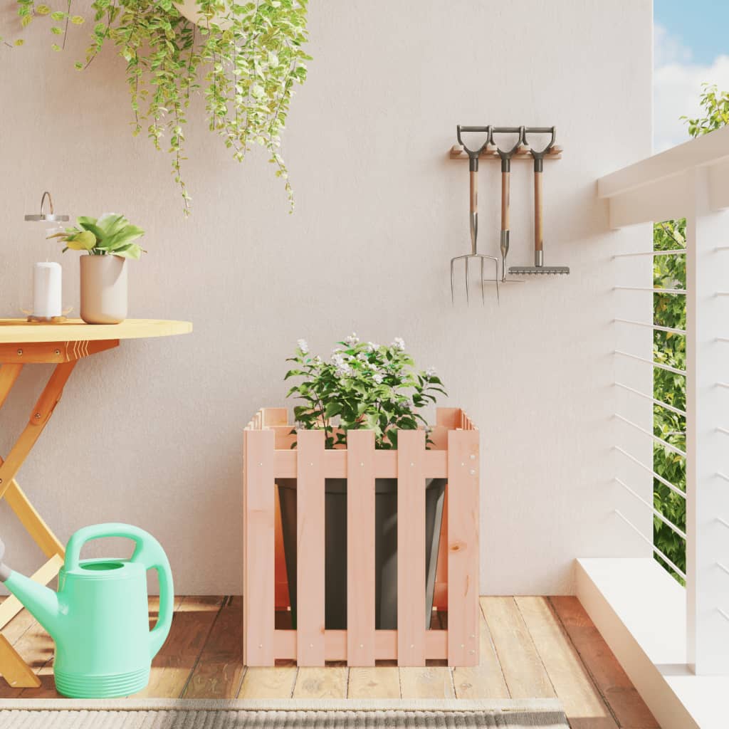 Jardiniera gradina design gard, 50x50x50 cm, lemn masiv douglas — imaginea 2