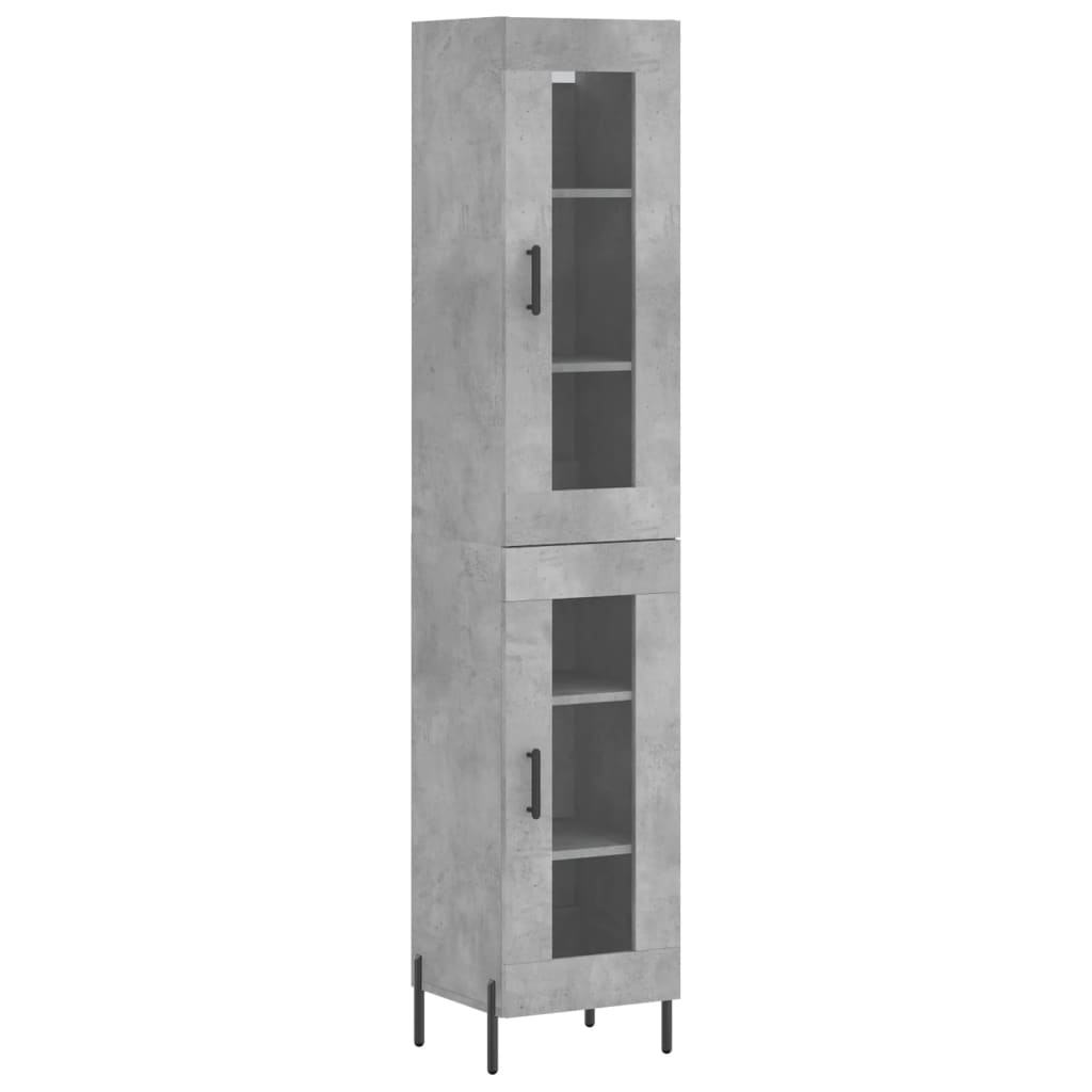 Dulap inalt, gri beton, 34,5x34x180 cm, lemn prelucrat