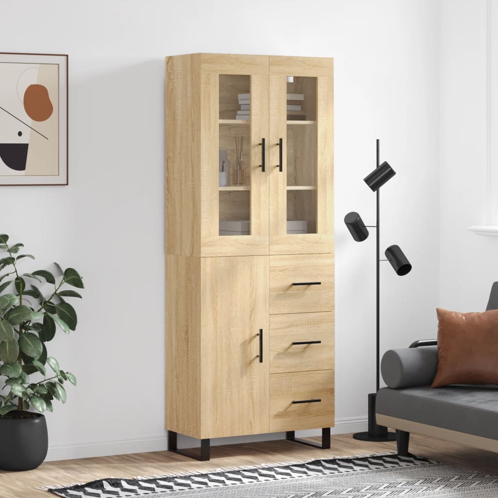 Dulap inalt, stejar sonoma, 69,5x34x180 cm, lemn compozit — imaginea 2