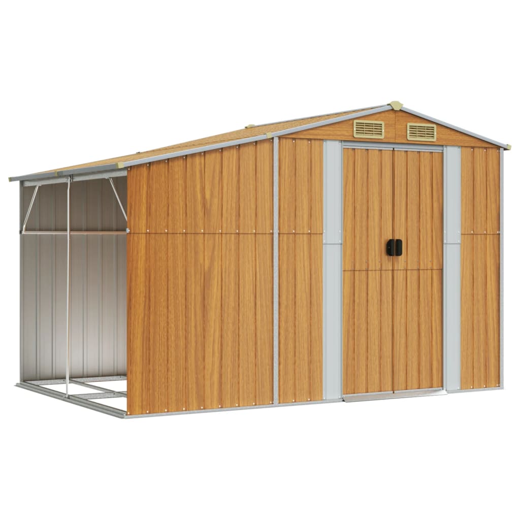 Sopron de gradina maro deschis 277x192,5x179 cm otel galvanizat
