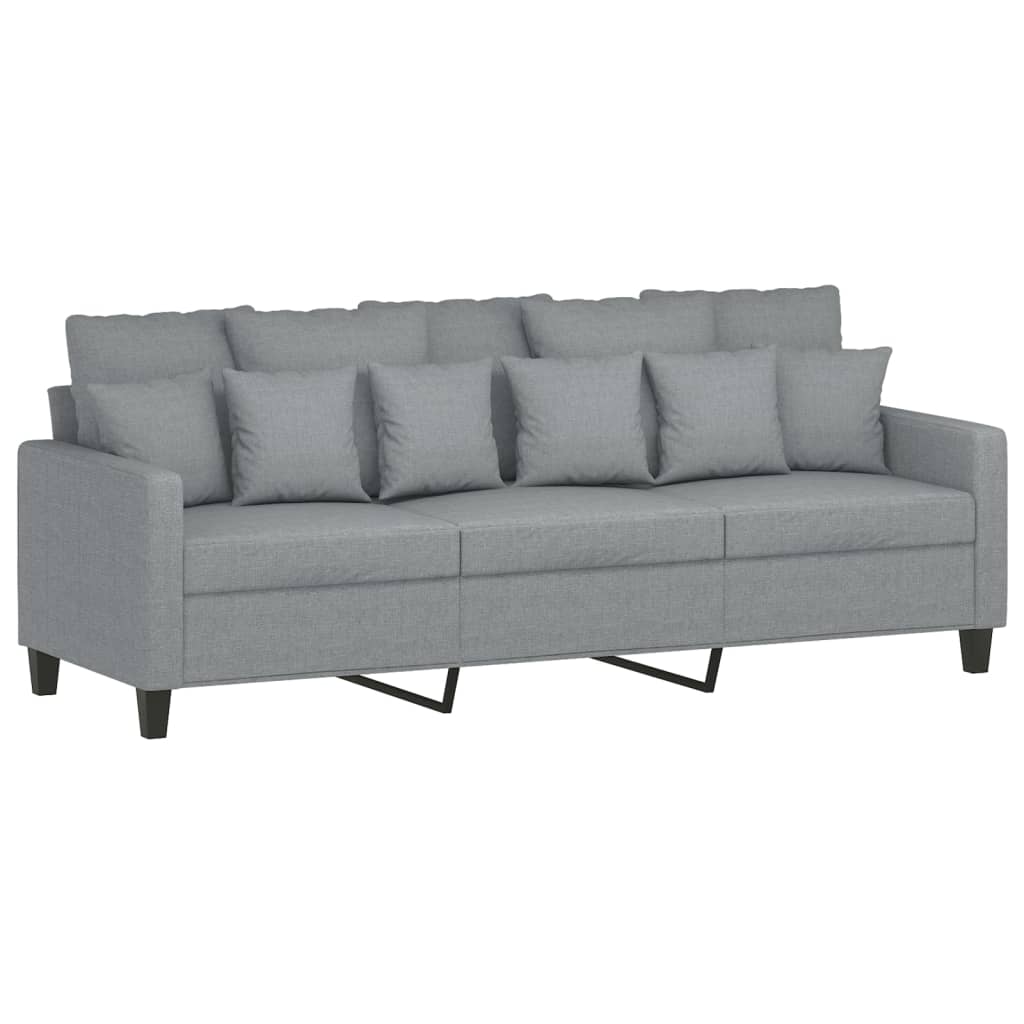Canapea cu 3 locuri si taburet, gri deschis, 180 cm, textil — imaginea 4