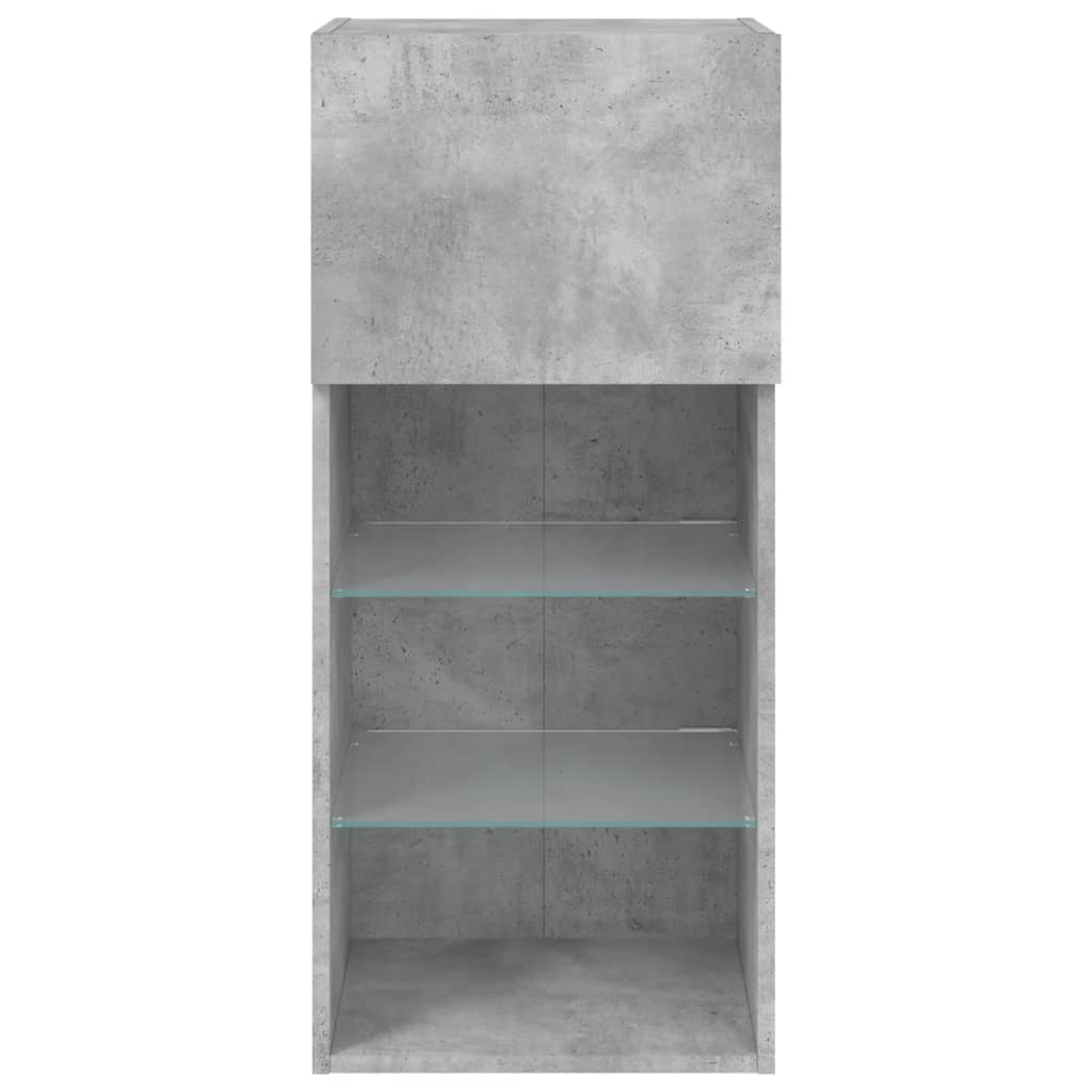 Comoda TV cu lumini LED, gri beton, 40,5x30x90 cm — imaginea 7