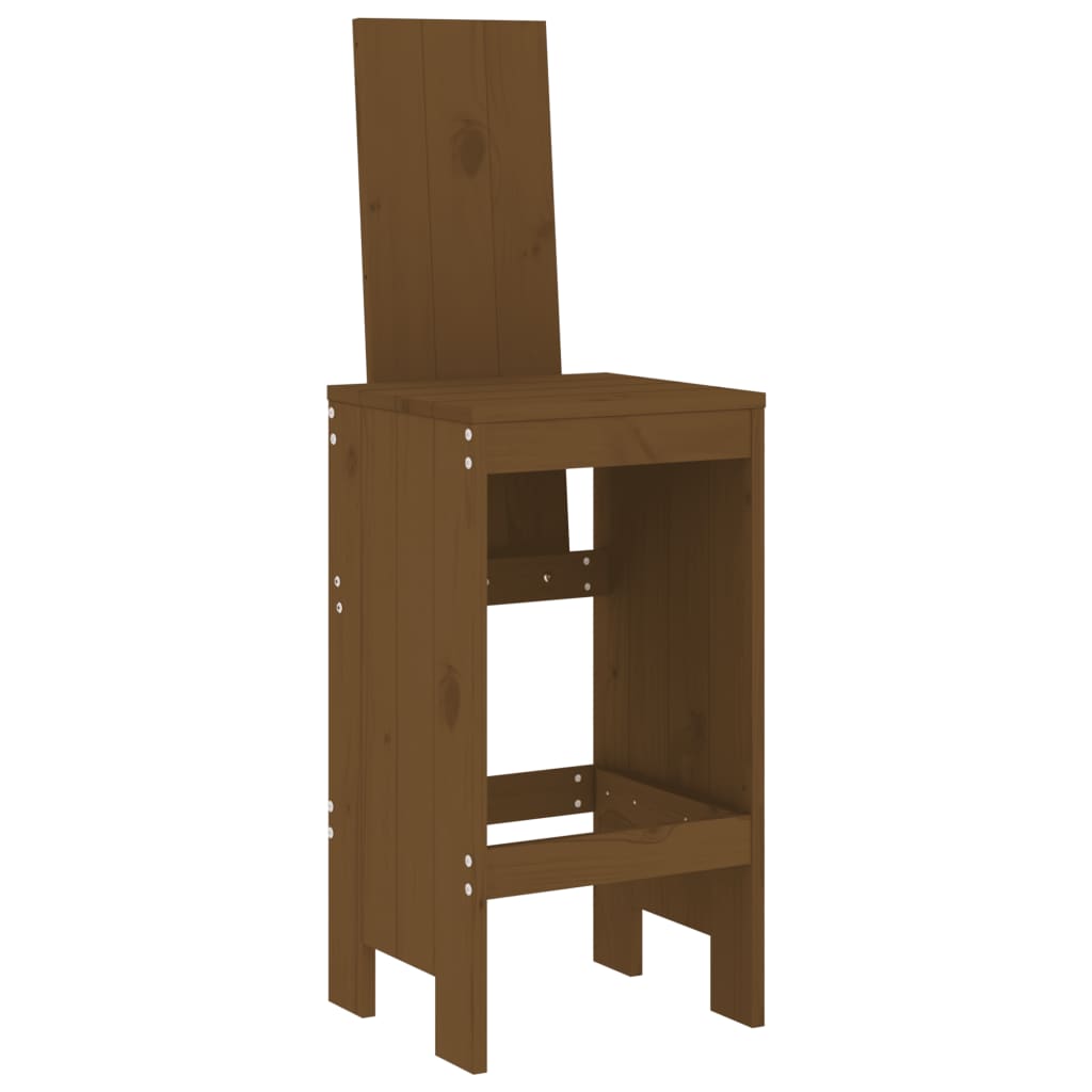 Set mobilier de bar, 3 piese, maro miere, lemn masiv de pin — imaginea 4