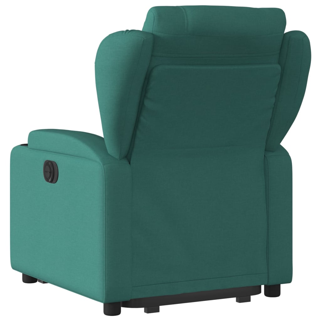Fotoliu electric rabatabil cu ridicare, verde inchis, textil — imaginea 4