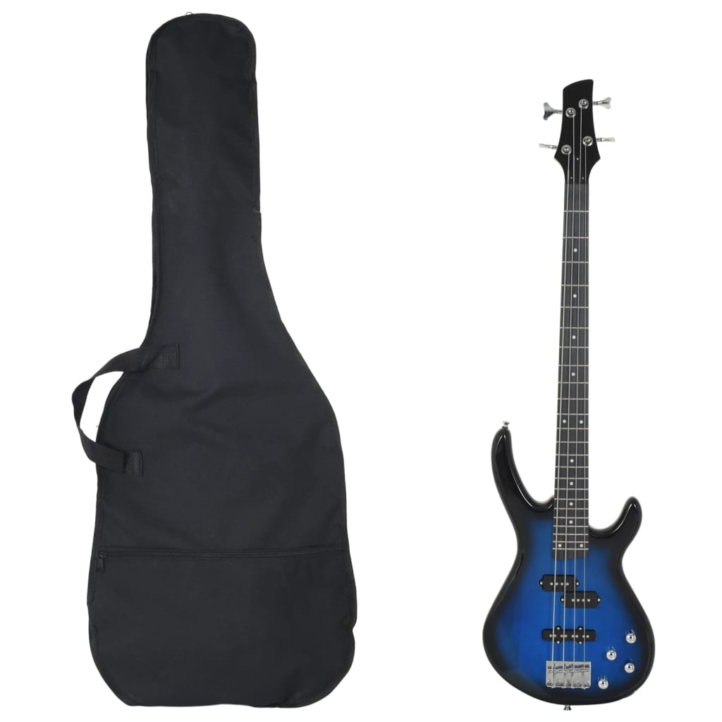 Chitara bass electrica incepatori, husa, albastru/negru 4/4 46"
