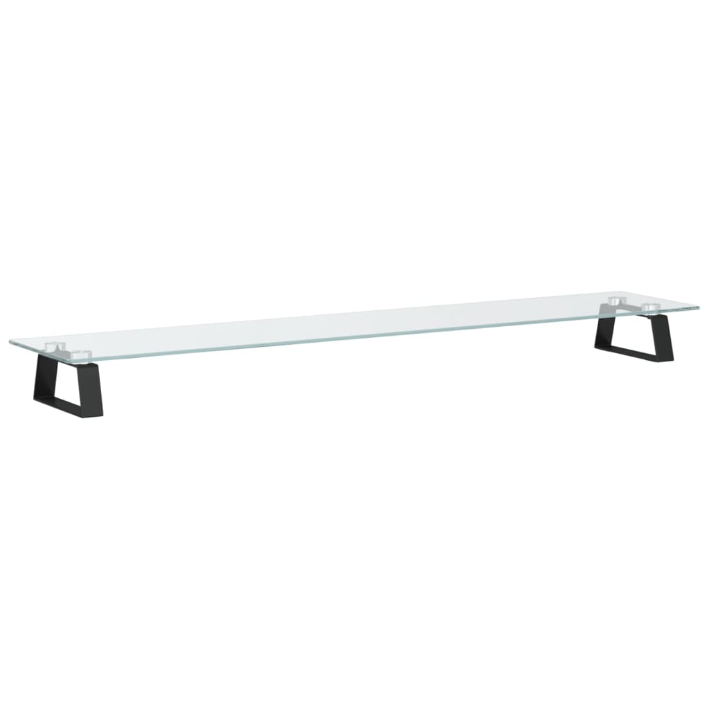 Suport de monitor, negru, 100x20x8 cm, sticla securizata/ metal