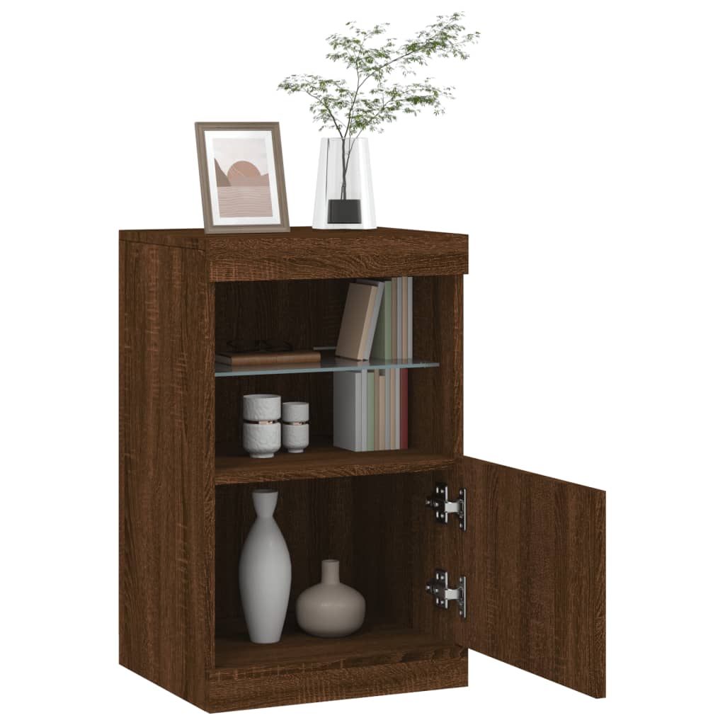 Servanta cu lumini LED, stejar maro, 41x37x67 cm — imaginea 5