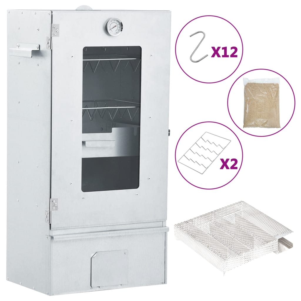 Afumatoare cuptor/gratar, generator fum rece, otel galvanizat, mărime 44.5x29x83 cm (21x21x4.5 cm), model cu fereastră