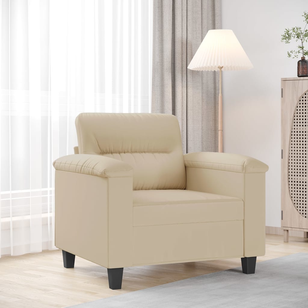 Fotoliu canapea, crem, 60 cm, textil microfibra — imaginea 2