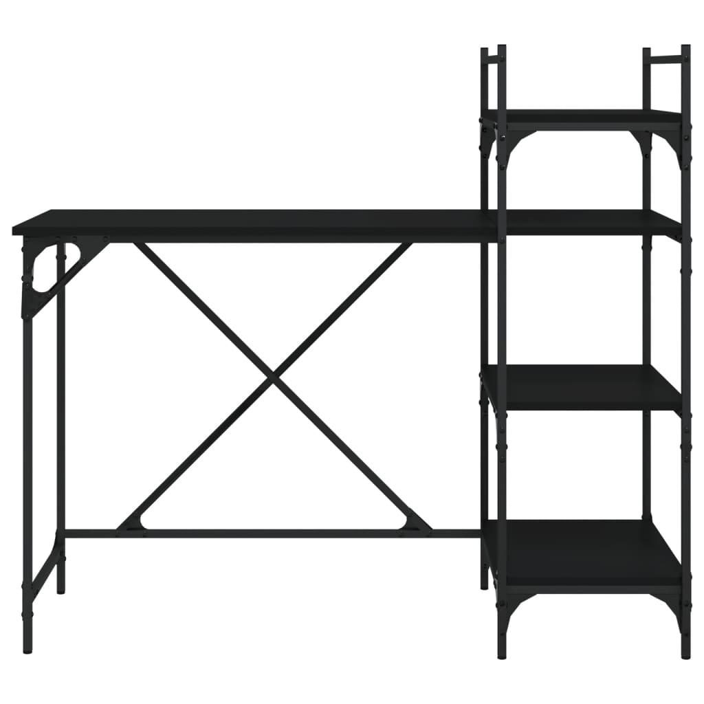 Birou pentru computer cu rafturi negru 120x47x109 cm — imaginea 4