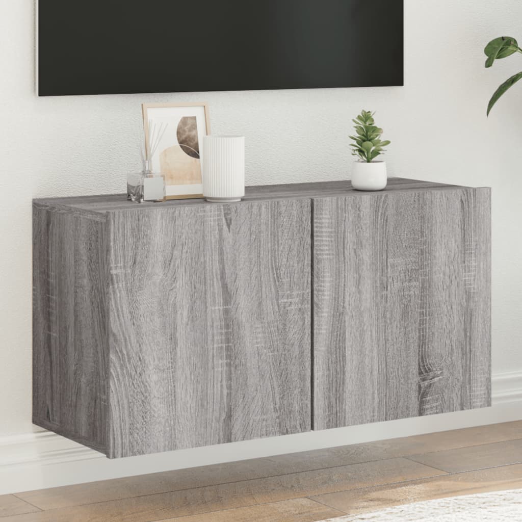 Comoda TV de perete, gri sonoma, 80x30x41 cm — imaginea 2