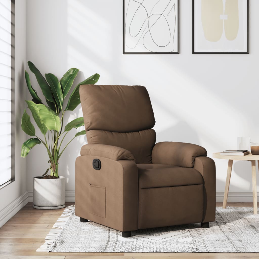 Fotoliu rabatabil, maro, material textil — imaginea 2