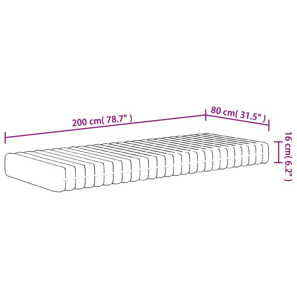 Saltea din spuma, fermitate medie moale, 80x200 cm — imaginea 7