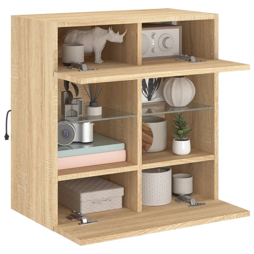 Comoda TV de perete cu LED, stejar sonoma, 58,5x30x60,5 cm — imaginea 6