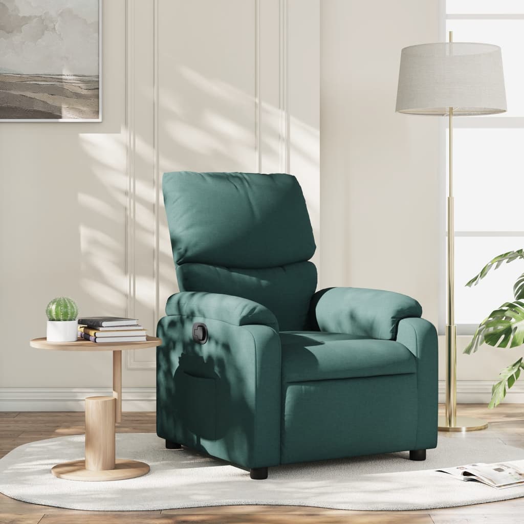 Fotoliu rabatabil, verde inchis, material textil — imaginea 2