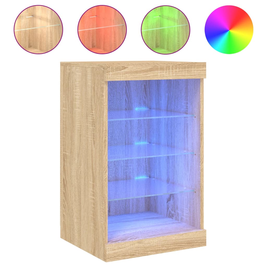 Servanta cu lumini LED, stejar sonoma, 41x37x67 cm
