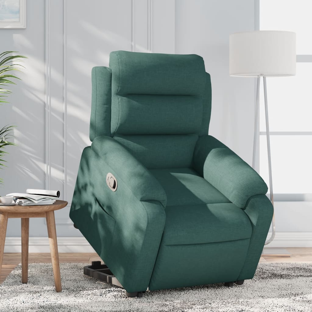 Fotoliu rabatabil ridicare pe verticala, verde inchis, textil — imaginea 2