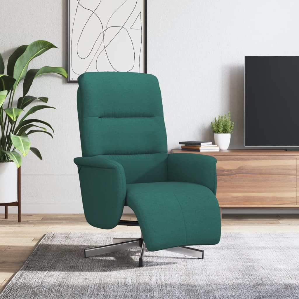 Fotoliu rabatabil cu suport de picioare, verde inchis, textil — imaginea 2
