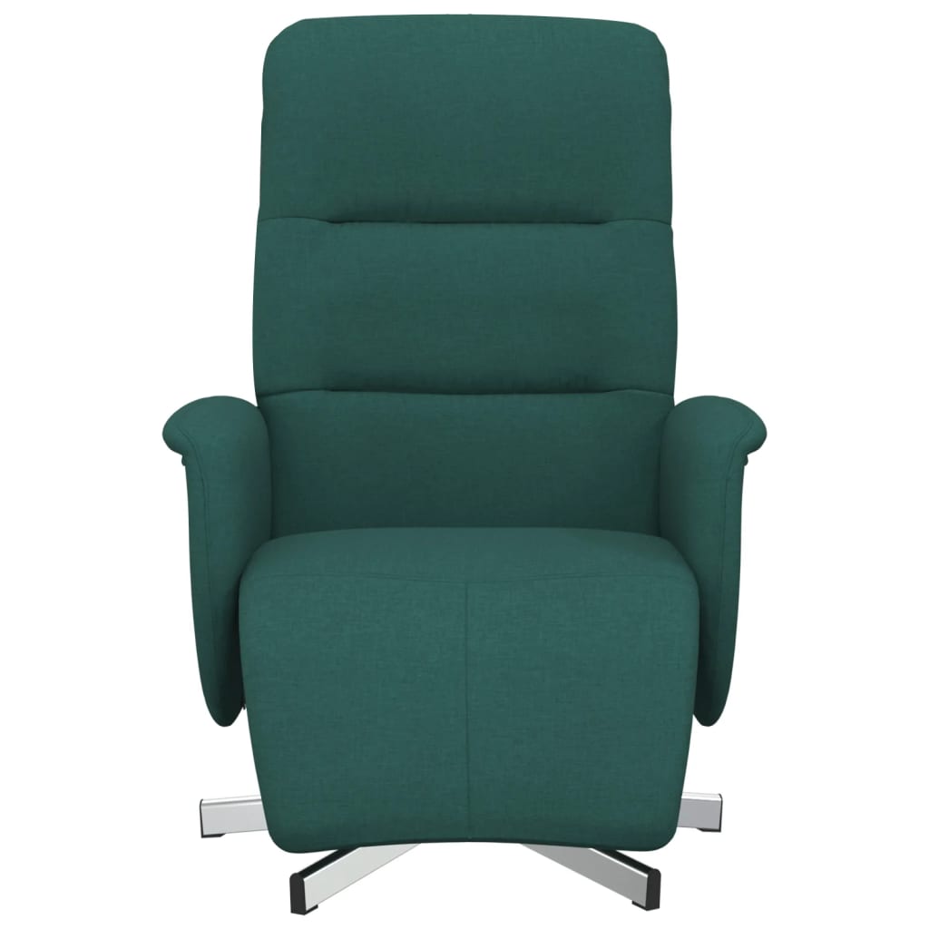Fotoliu rabatabil cu suport de picioare, verde inchis, textil — imaginea 3