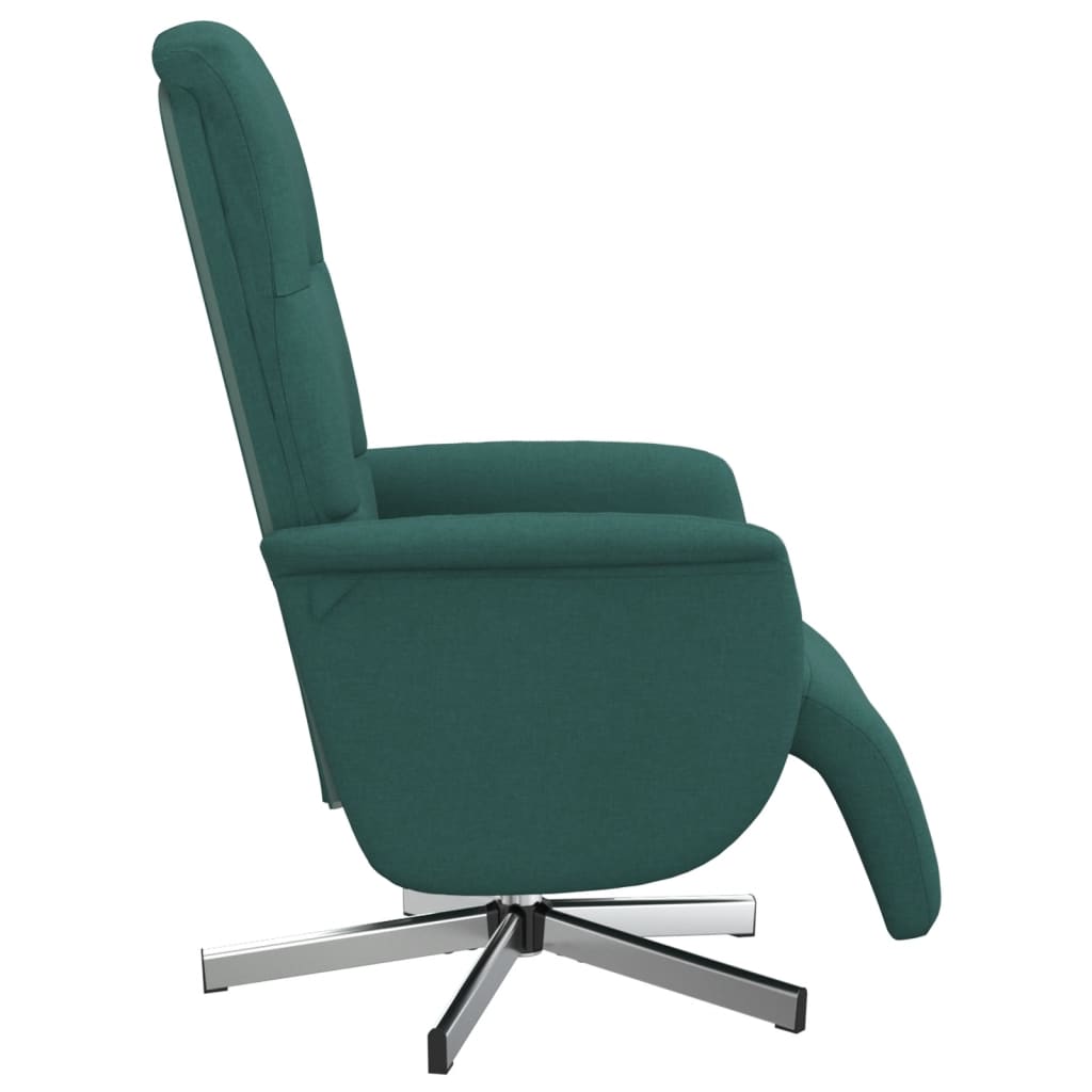 Fotoliu rabatabil cu suport de picioare, verde inchis, textil — imaginea 4
