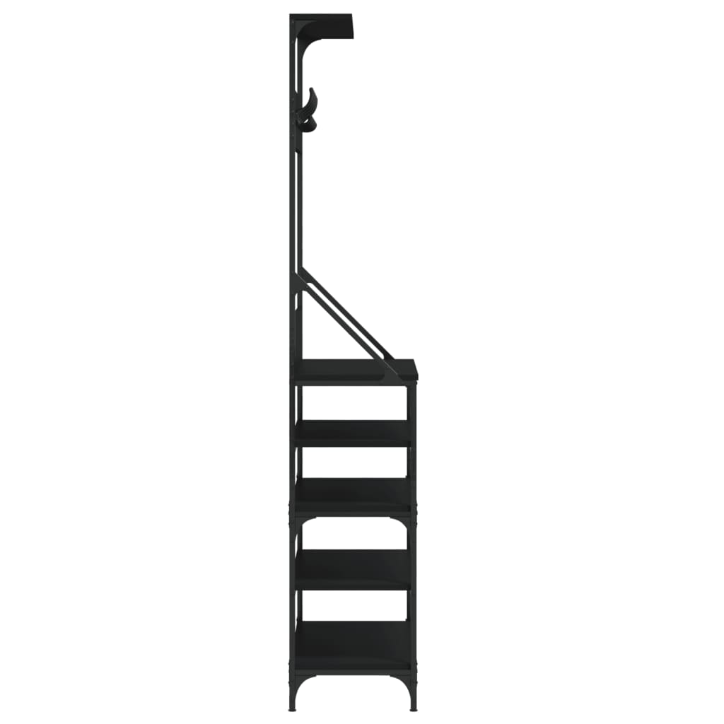 Suport de haine cu raft de pantofi, negru, 90x34x184 cm — imaginea 5