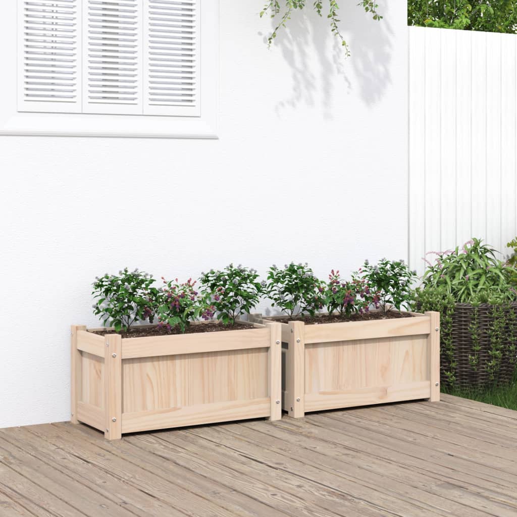 Jardiniere de gradina, 2 buc., lemn masiv de pin — imaginea 2