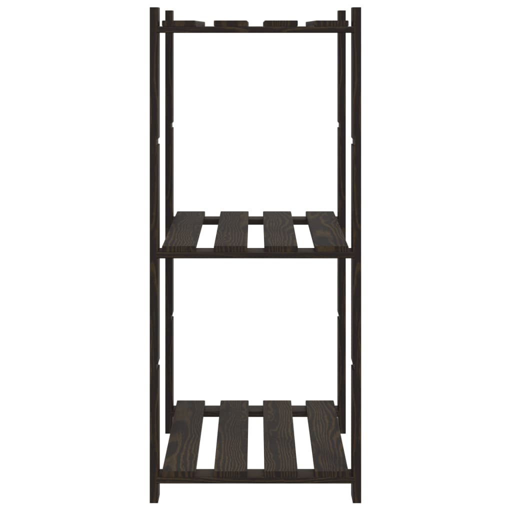 Suport depozitare 3 niveluri, negru, 60x38x90cm, lemn masiv pin — imaginea 4