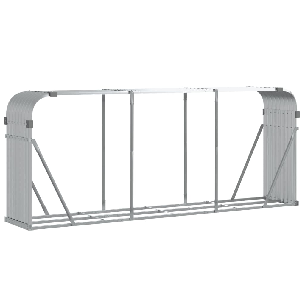 Suport pentru busteni, argintiu, 234x45x100 cm, otel galvanizat