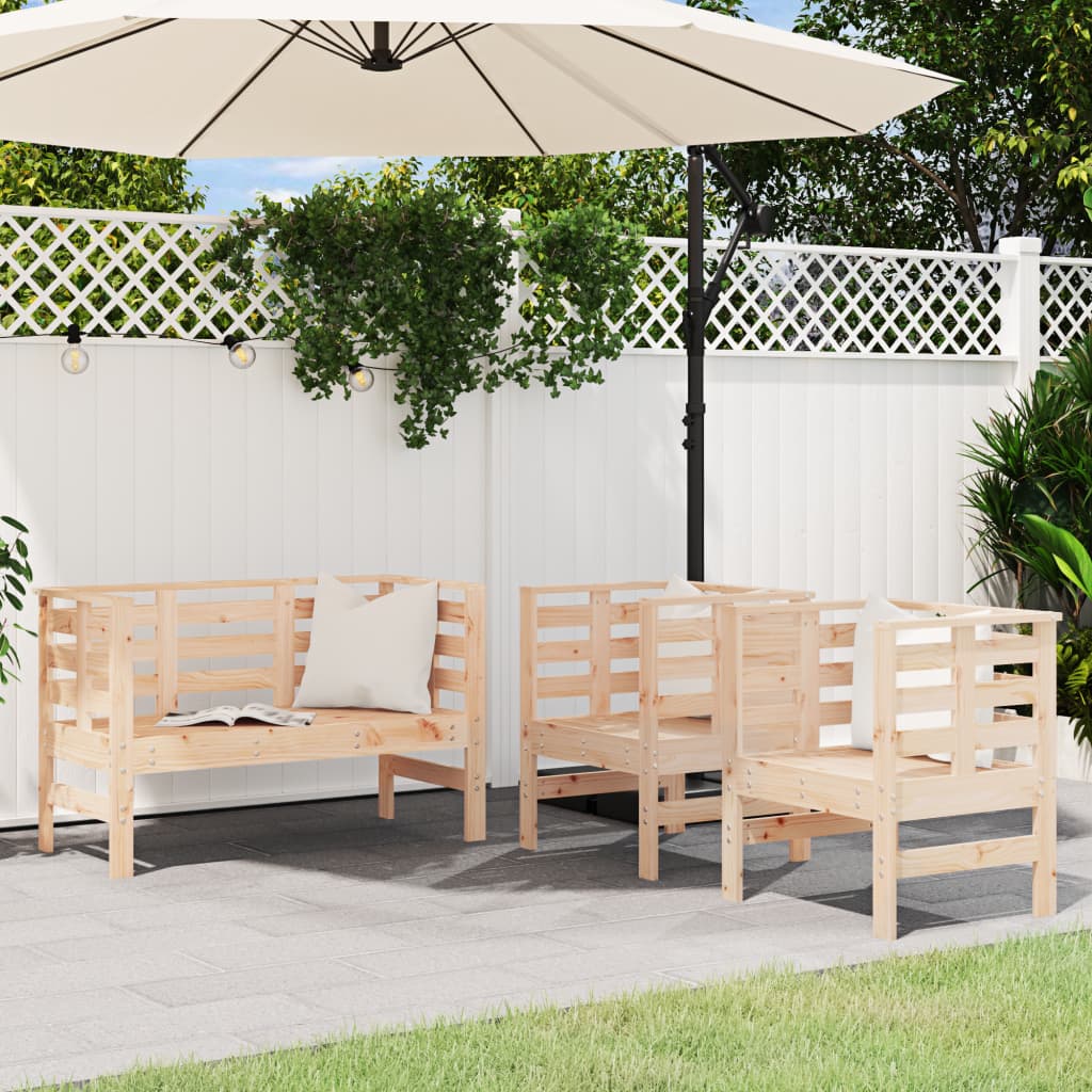 Set mobilier de gradina, 3 piese, lemn masiv de pin — imaginea 2