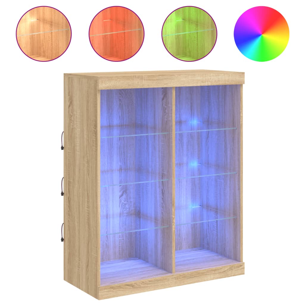 Servanta cu lumini LED, stejar sonoma, 81x37x100 cm